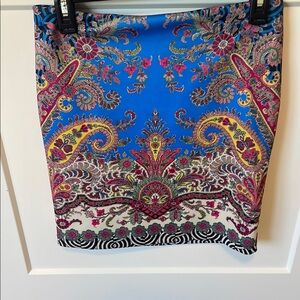 Bebe Multi Paisley Print Pencil Skirt